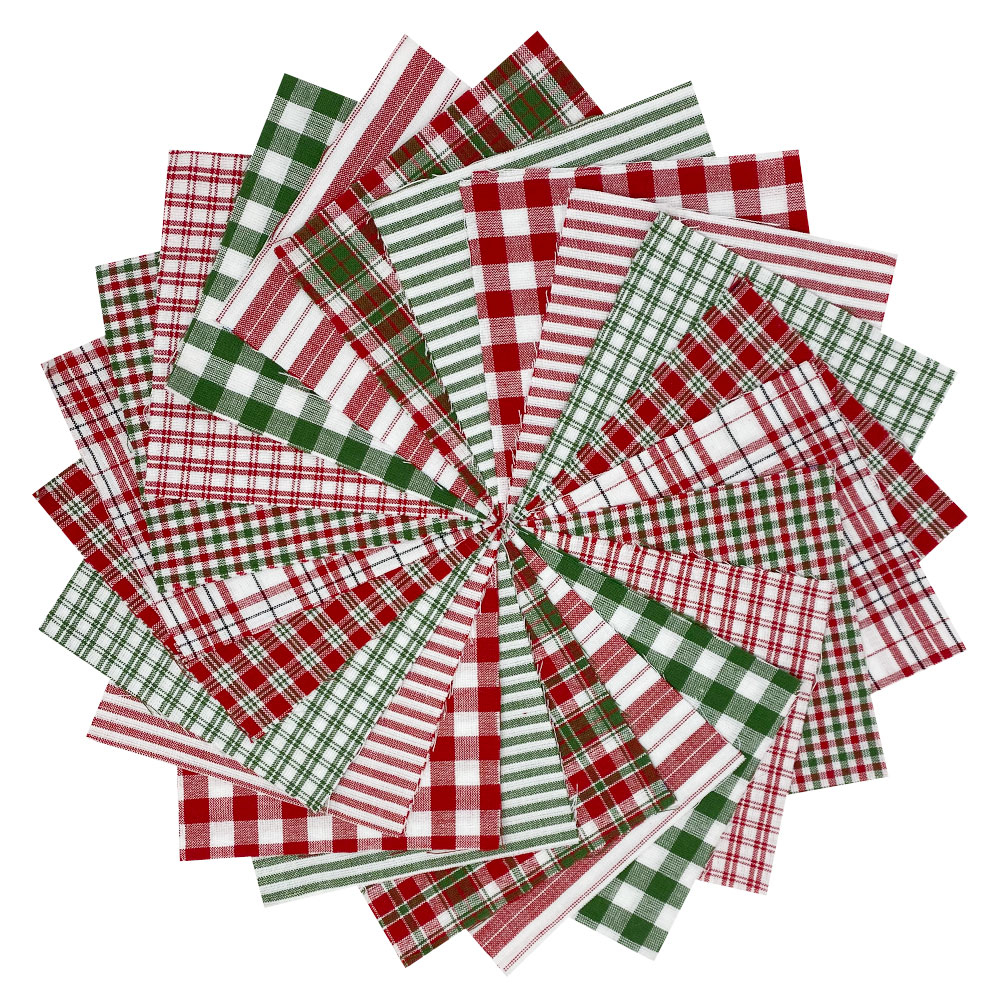 40+ Merry Christmas Red & Green Plaid Homespun 6"x6" Precut Quilt Squares Charm Pack by JCS Fabric