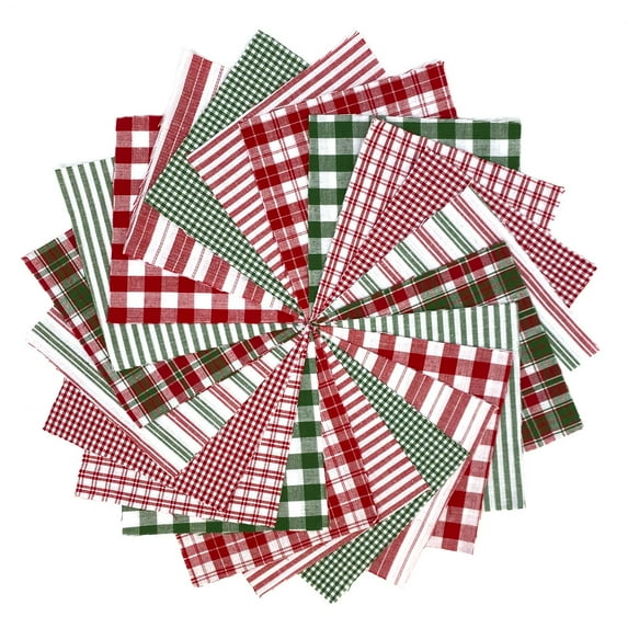 40+ Merry Christmas Red & Green Plaid Homespun 6"x6" Precut Quilt Squares Charm Pack by JCS Fabric