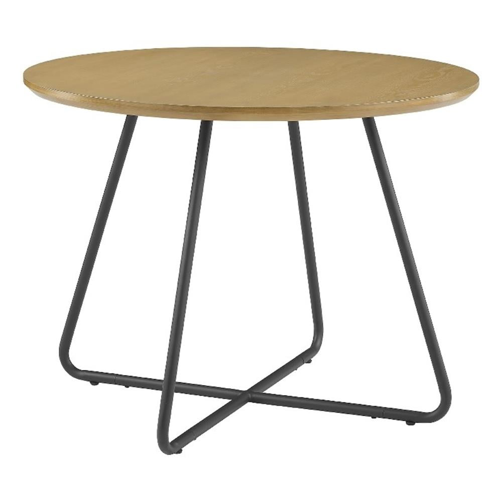 40" Modern Veneer and Metal Round Dining Table - Ash