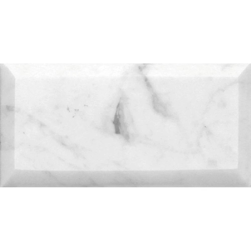 40 pack White 3 in. x 6 in. Beveled Polished Marble Subway Wall and Floor Tile (5 sq. ft./Case)
