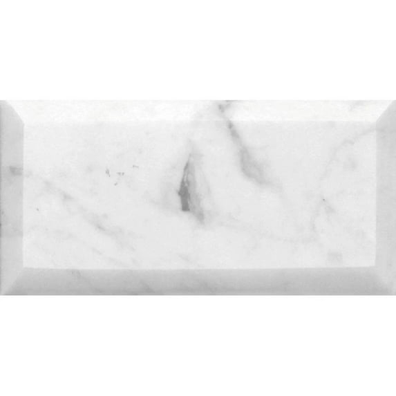 40 pack White 3 in. x 6 in. Beveled Polished Marble Subway Wall and Floor Tile (5 sq. ft./Case)