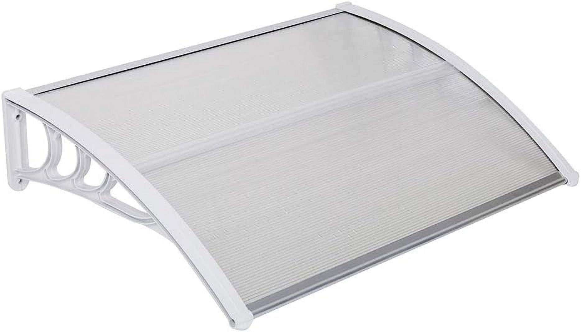 40" x 32" Door Window Awning Exterior, Polycarbonate Cover Entry Door Outdoor Patio Awning Canopy, Front Door Overhang Awning for Sun Shutter, UV, Rain and Snow Protection, Hollow Sheet (Clear Board)