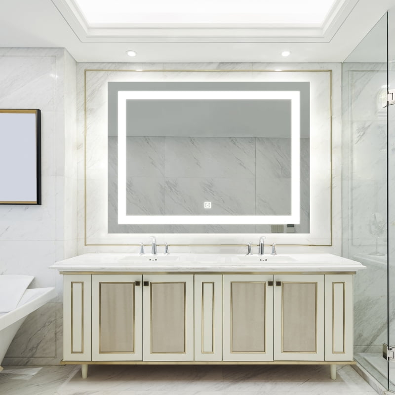 40x32 inch bathroom led classy vanity mirror with high lumen, dimmable touch, wall switch control, anti-fog, CRI 90 adjustable 3000k-4500k-6000k, IP54 waterproof energy saving vertical & horizontal