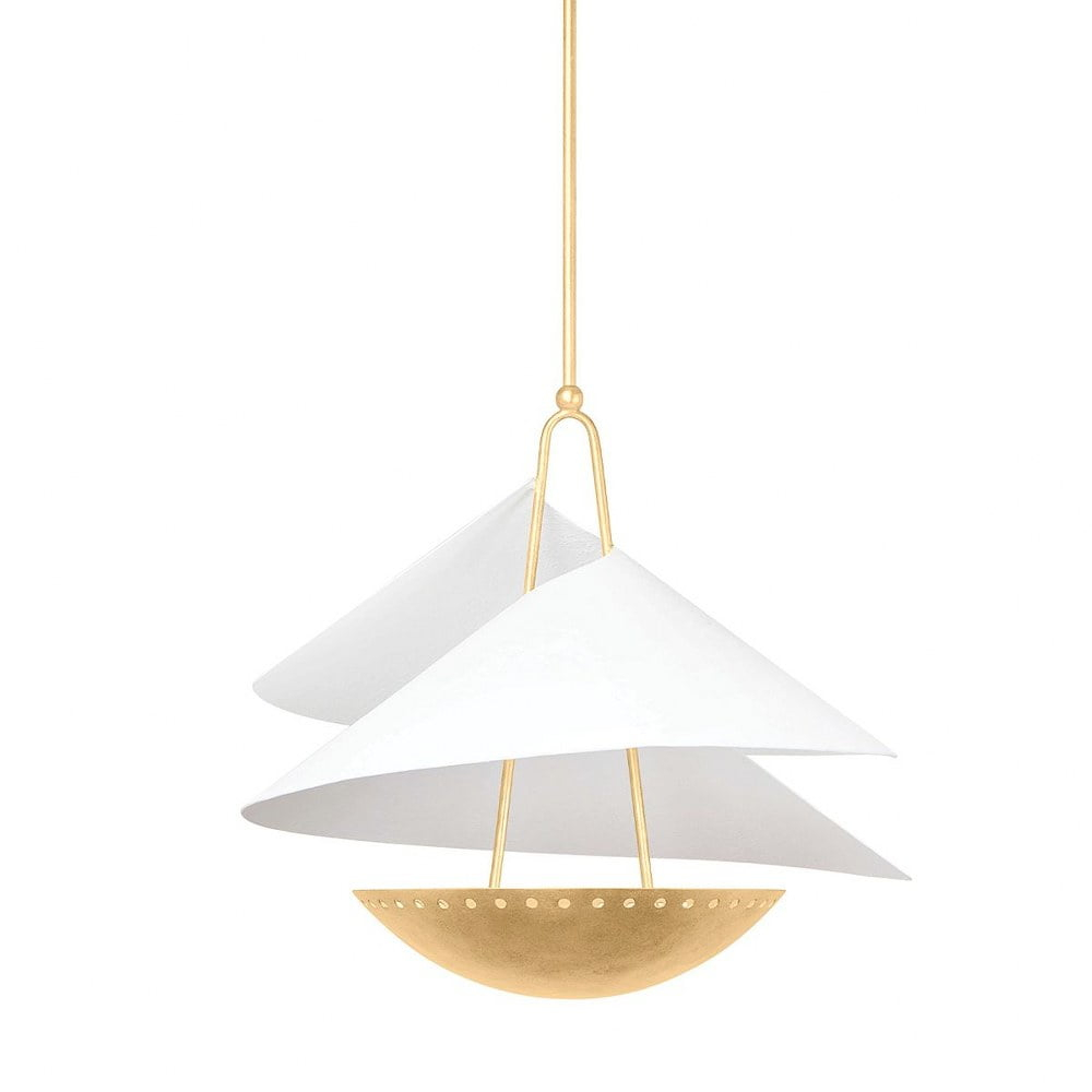 Sheridan Pendant Light - Brass and White / 24" Dia