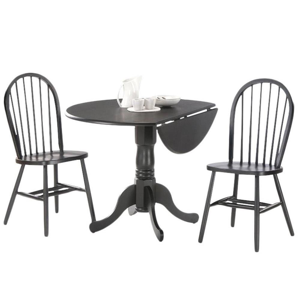 Set of 3 pcs - 42 in. Dual Drop Leaf Table with 2 Windsor Chairs