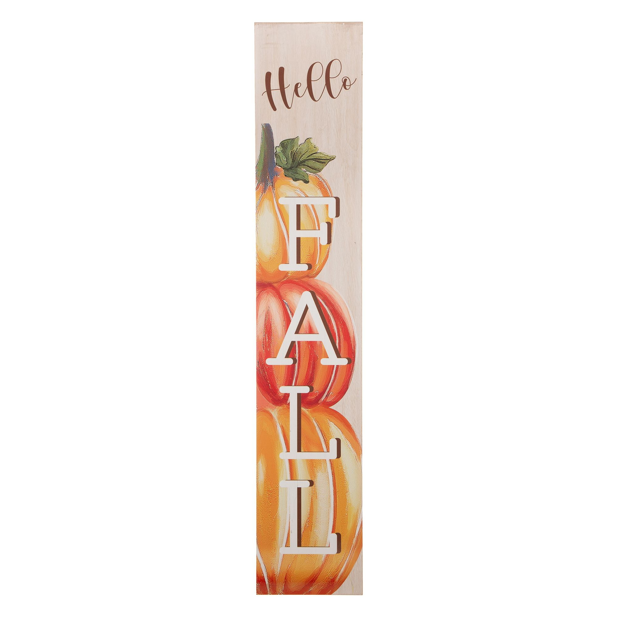 42" Orange and White Pumpkin 'Hello Fall' Thanksgiving Wall Sign