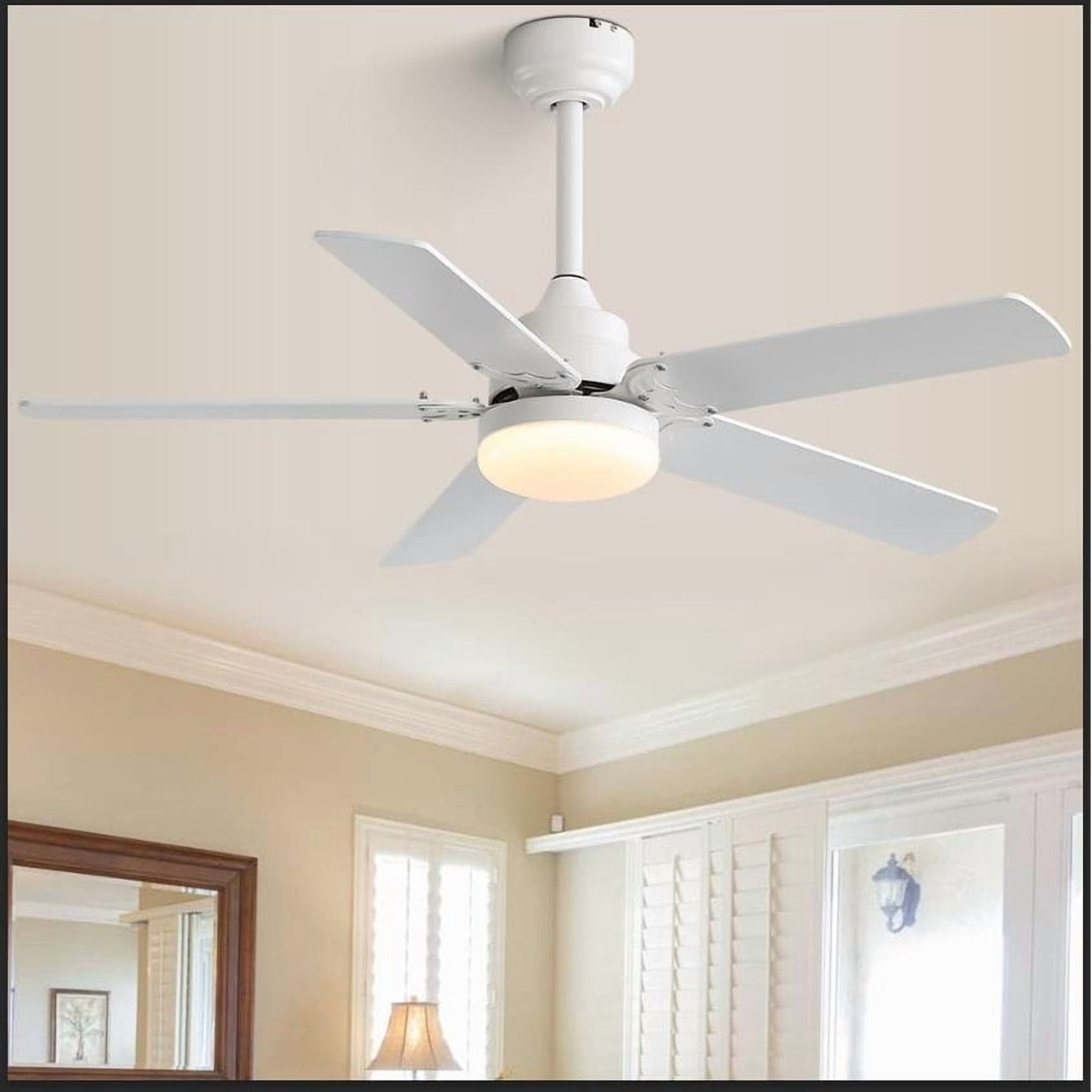 42" Plywood Blades Ceiling Fan with LED light and Remote, Flush Mount and Downrod Mount White (White/light wood grain blades)