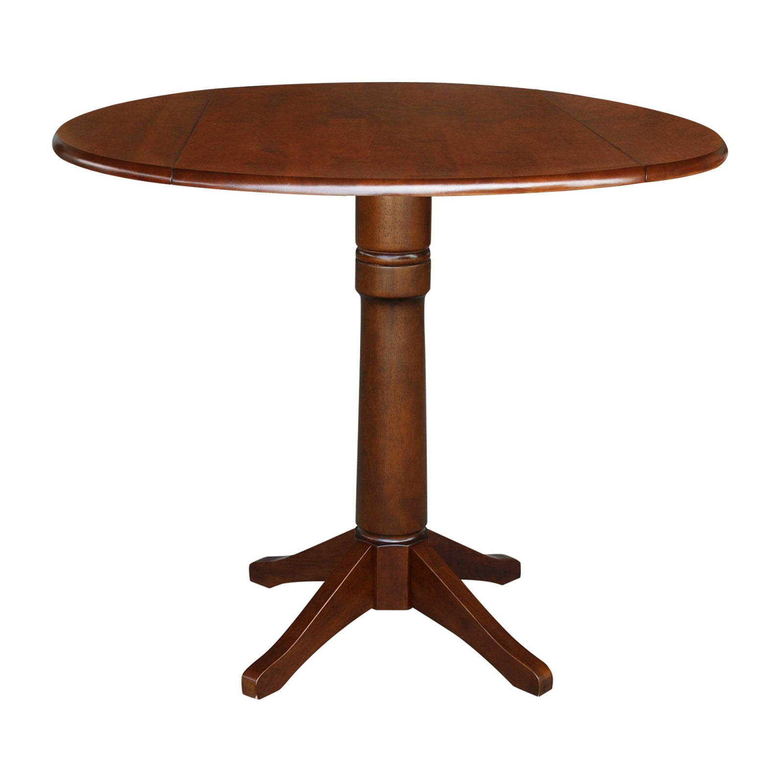 42" Round Dual Drop Leaf Pedestal Table - 36.3"H  Espresso