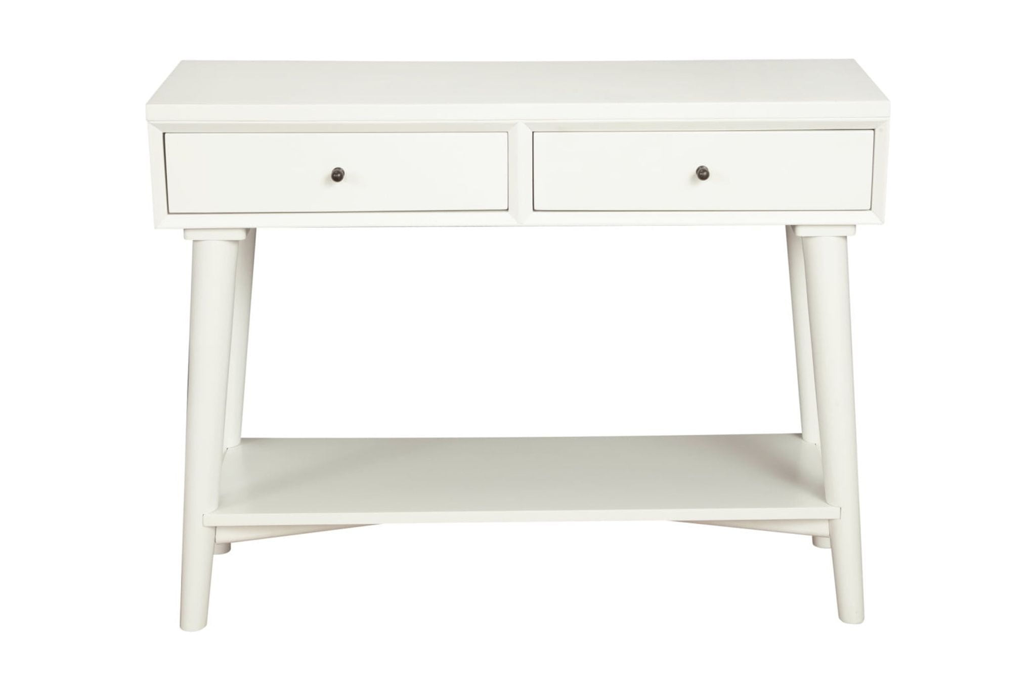 42" White Solid and Manufactured Wood Floor Shelf Console Table With Storage With Storage