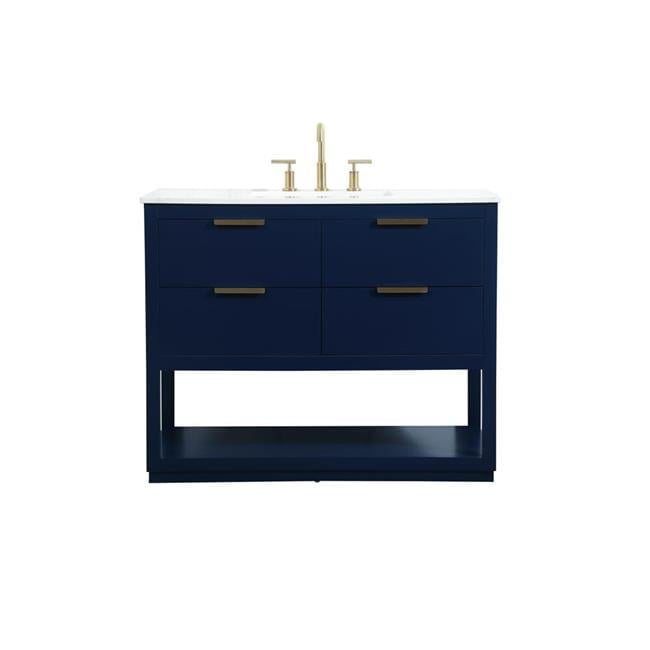 Elegant Decor Larkin 42" Solid Wood MDF Single Bathroom Vanity in Blue