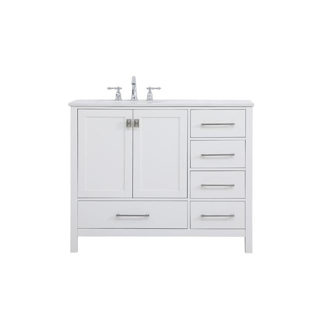 Elegant Decor Irene 42" Solid Wood and Stone Single Bathroom Vanity in White