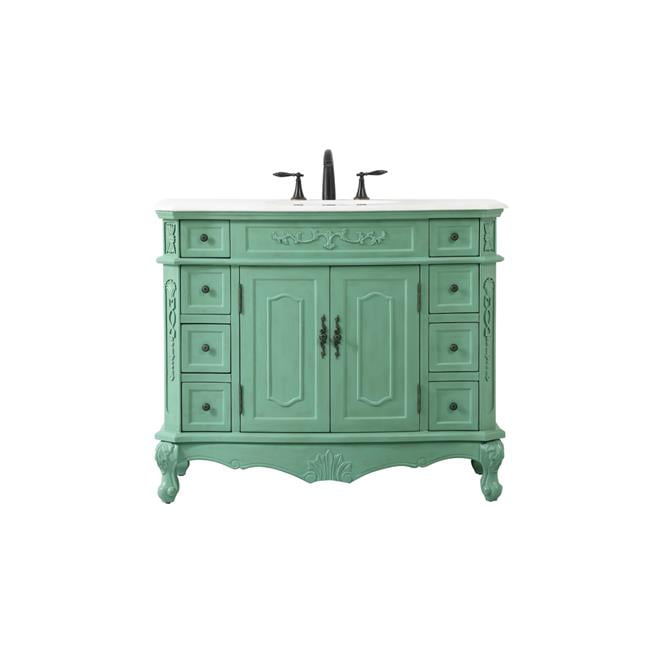 Elegant Decor Danville 42" Solid Wood Single Bathroom Vanity in Vintage Mint