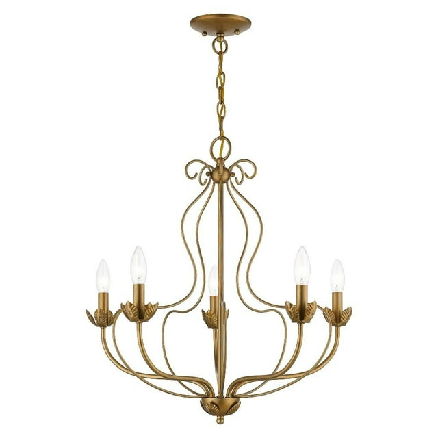 42905-48-Livex Lighting-Katarina - 5 Light Chandelier In Transitional Style-23 Inches Tall and 23 Inches Wide-Antique Gold Leaf Finish    -Traditional