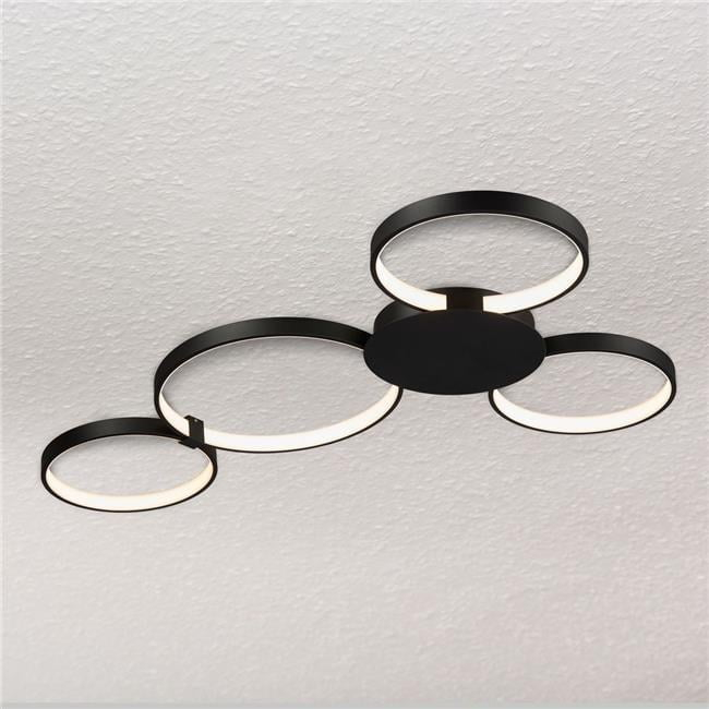 43 in. Capella Modern Multi-Ring LED Ceiling Light Fixture in Black