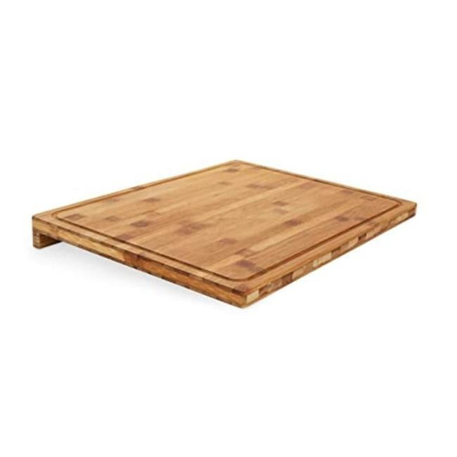 Camco Camper/RV Bamboo Cutting Board | Features Built-In Counter Edge & Juice Groove | Measures 18-inches x 14-inches x 1-3/4-inches (43545)