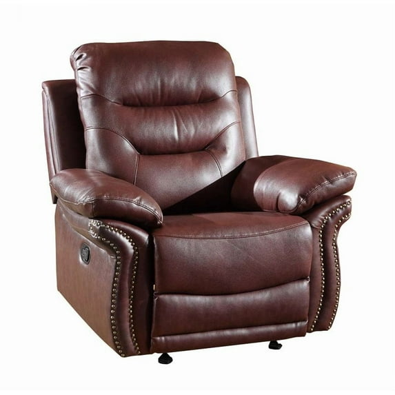 44" Burgundy Comfortable Leather Recliner Chair