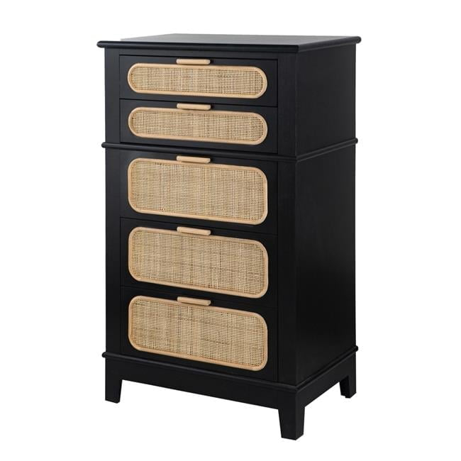 46 in. Dana 5 Drawers Tall Dresser Chest, Black