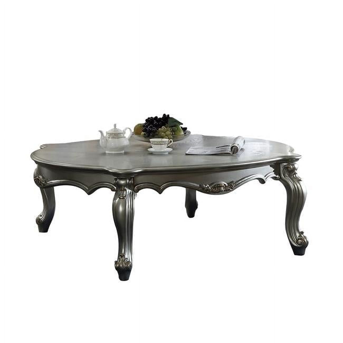 47 Antique Platinum Wood Poly Resin Coffee Table