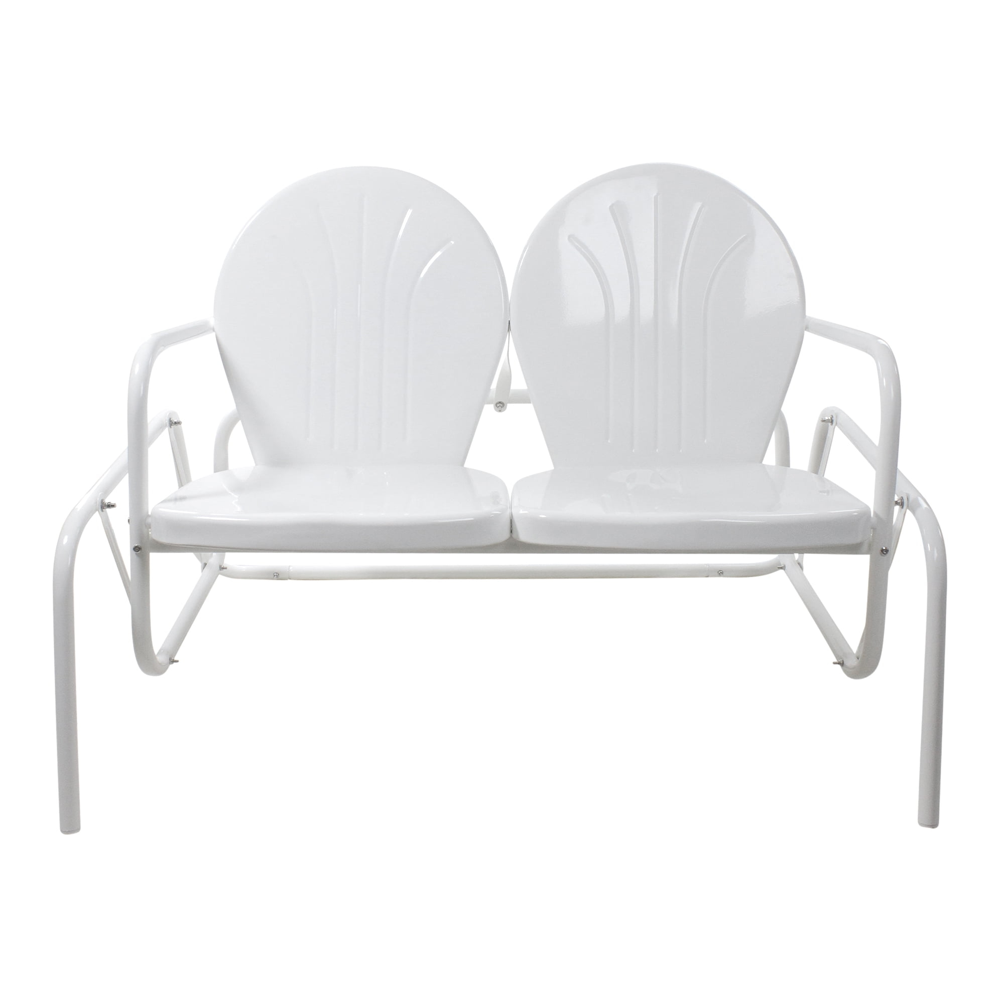 Northlight 48.25" Outdoor Retro 2-Person Metal Tulip Double Glider Patio Chair, White