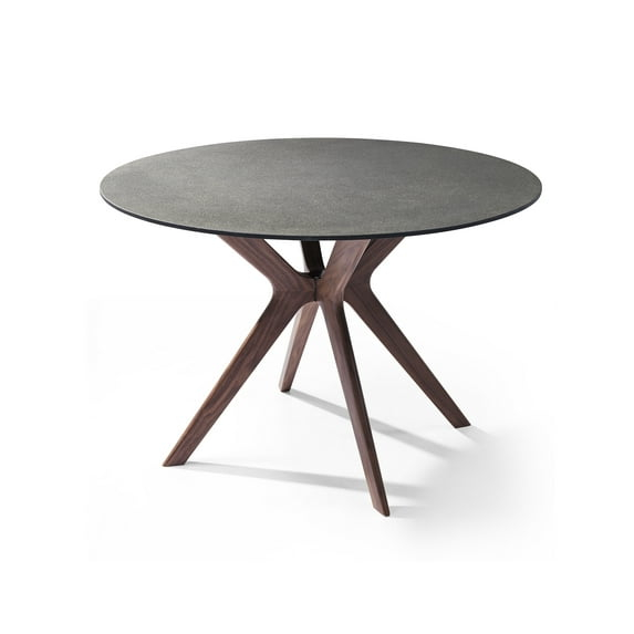 47" X 47" X 30" Walnut Veneer Solid Wood Extendable Dining Table