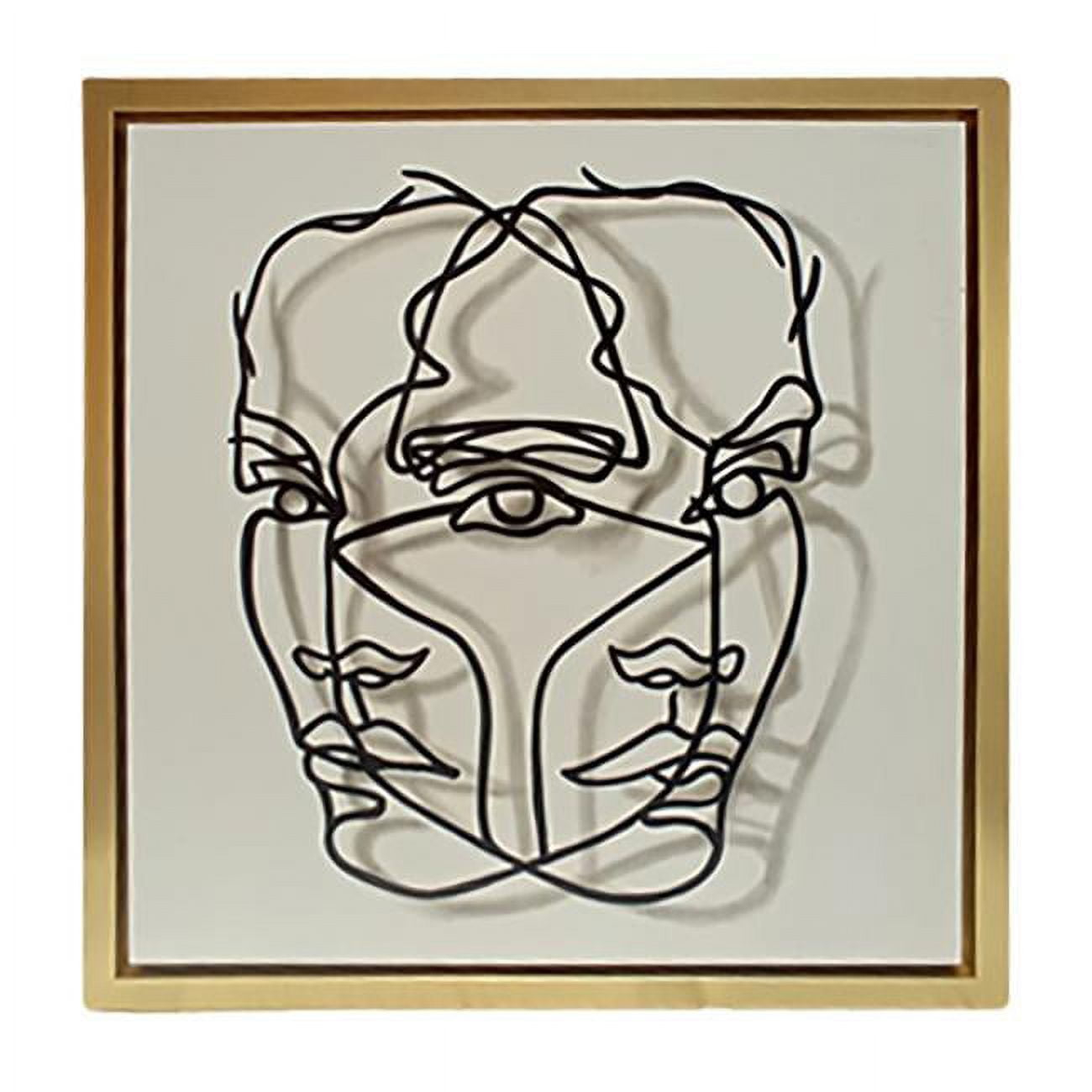 47" x 47" Gold Framed Hand-Painted Face Illusion Wall Art
