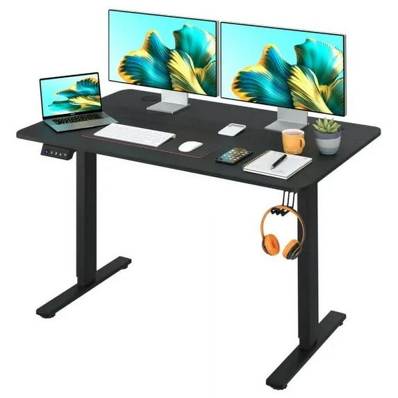 Electric Stand up Desk, 48'' Wide Desktop with Adjustable Height, Standing Computer Desk for Home Ofiice, Black