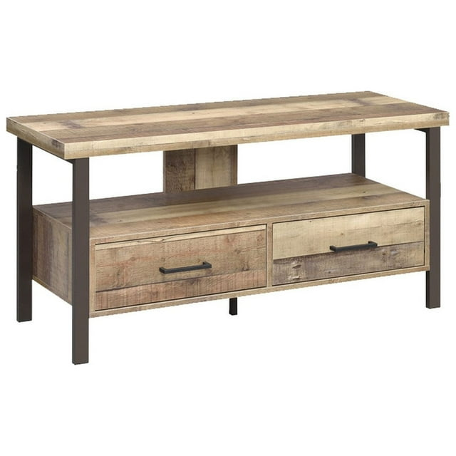 48 in. Wooden TV Console with 2 Storage Drawers & Open Shelf, Brown - 23.5 x 47.25 x 15.5 in.