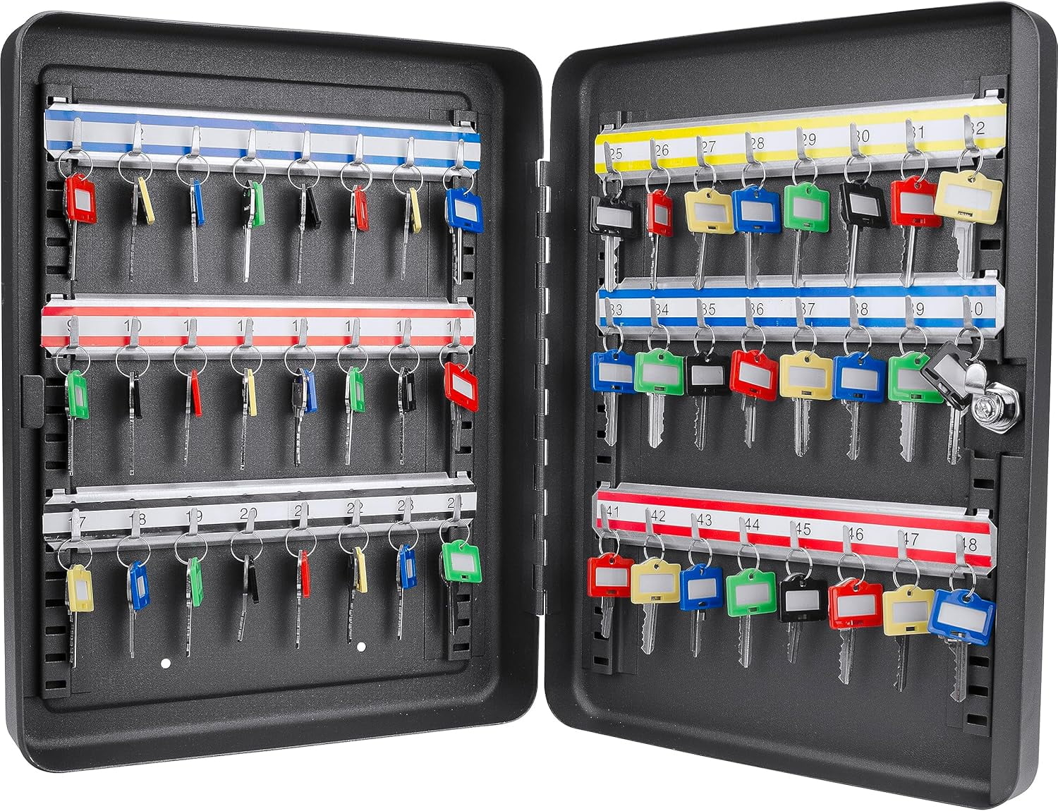 Barska Adjustable Key Cabinet Lock Box with Colorful Key Tag Labels - 48 Position - Key Lock