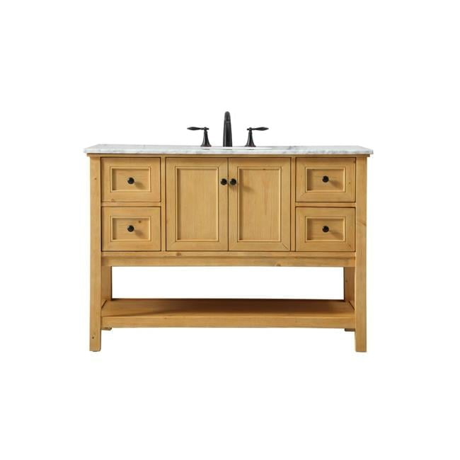 Elegant Decor Metropolis 48" Aluminum MDF Single Bathroom Vanity in Natural Wood