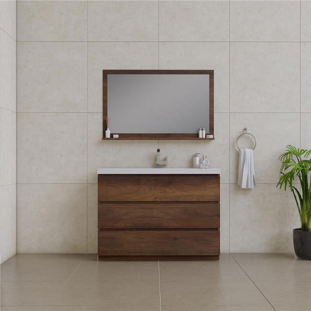 Alya Bath Paterno 48" Modern Wood Freestanding Bathroom Vanity in Rosewood Brown