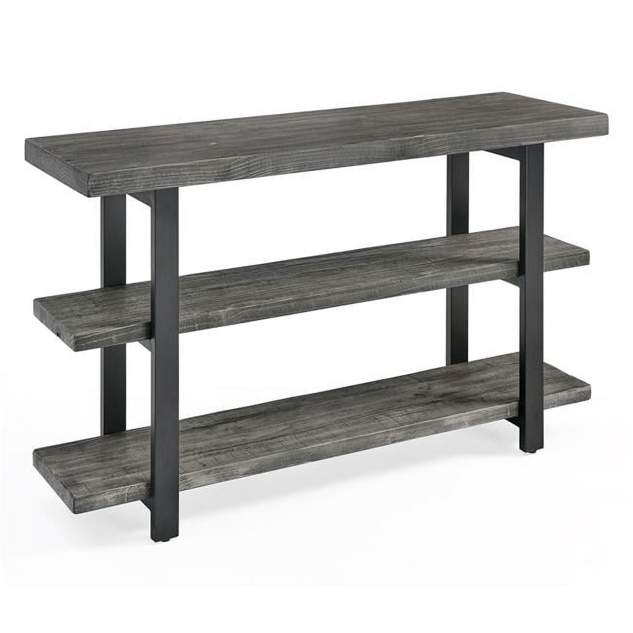 Alaterre Farmhouse Reclaimed Wood Console Table with Shelves, Slate Gray/Black