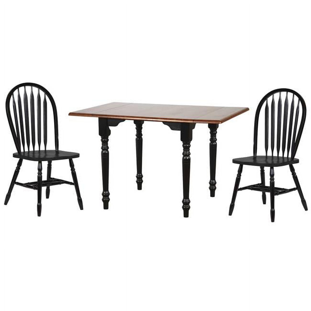 48 in. Selections Wood Rectangular Extendable Dining Set, Antique Black & Cherry - 3 Piece