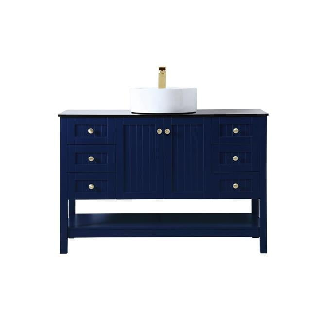 Elegant Decor Ralph 48" MDF Wood and Steel Vessel Sink Bathroom Vanity in Blue