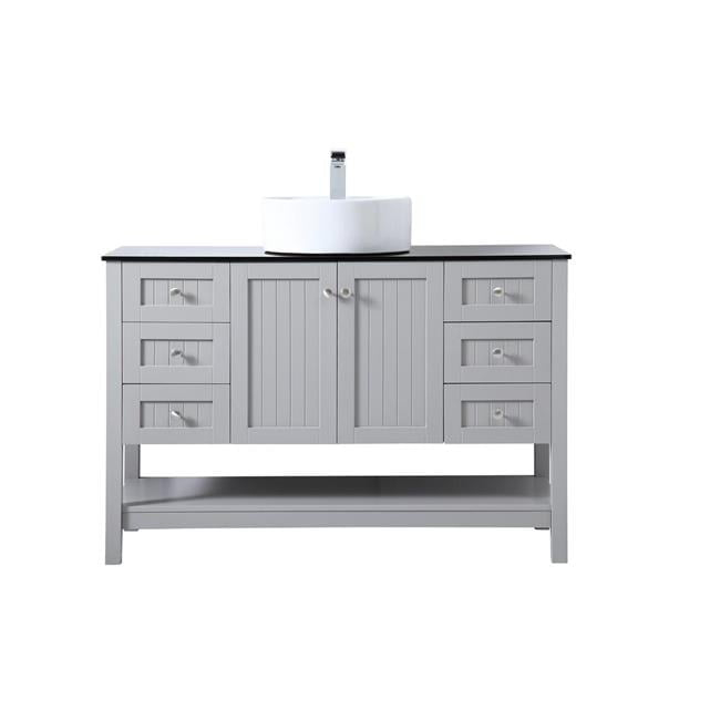 Elegant Decor Ralph 48" MDF Wood and Steel Vessel Sink Bathroom Vanity in Gray