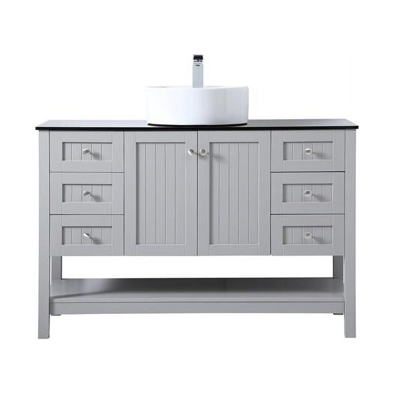 Elegant Decor Ralph 48" MDF Wood and Steel Vessel Sink Bathroom Vanity in Gray
