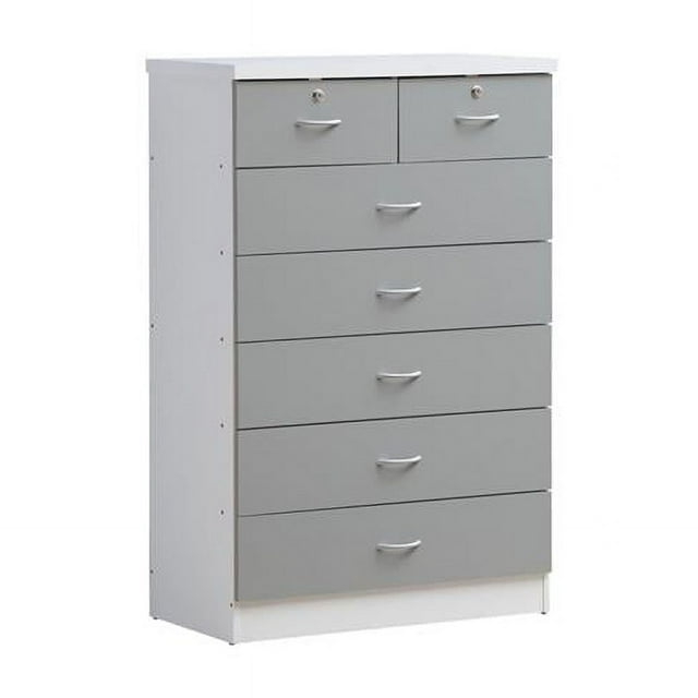 48 x 18 x 31.5 in. 7-Drawer Chest with Locks on 2-Top Drawers, Grey