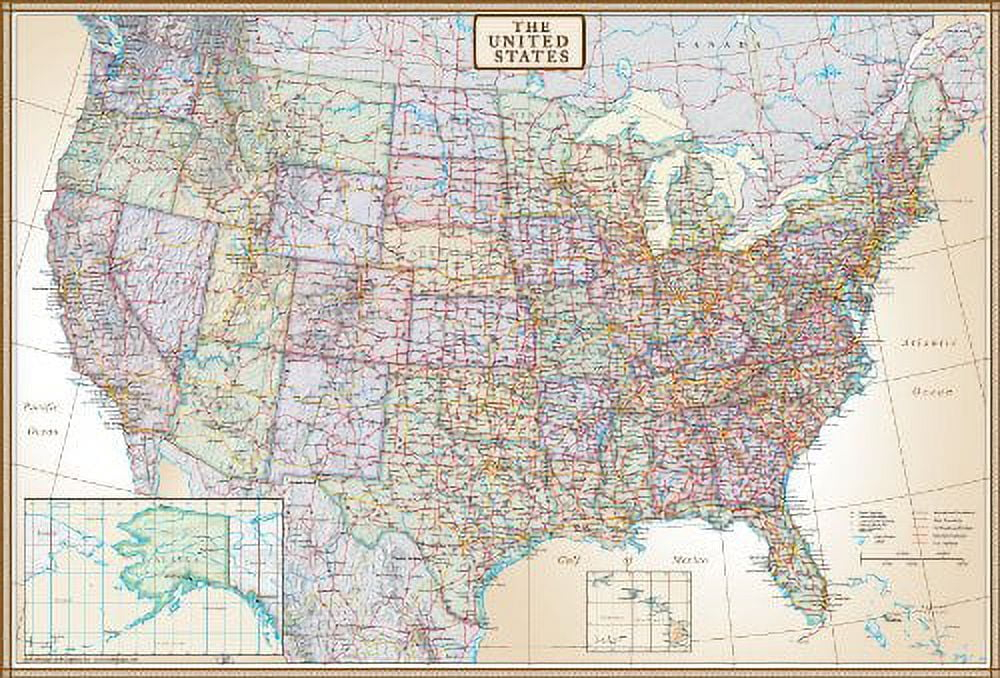 48x70 United States Executive Wall Map - Laminated