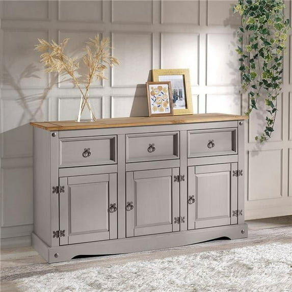 49.25 x 29.88 x 15.75 in. Cottage Series Wood Buffet Sideboard, Corona Gray