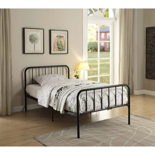 4D Concepts Kids Twin Size Modern Metal Spindle Beds, Black