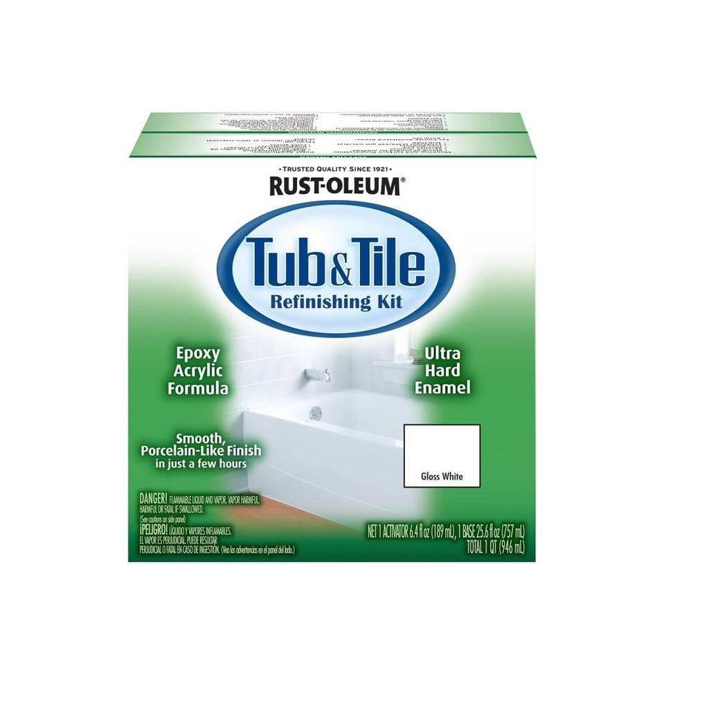 White, Rust-Oleum Gloss Tub & Tile Refinishing Kit- 384165