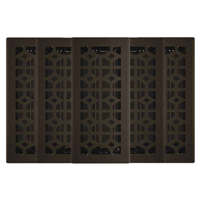 4in x 10in Templar Style Bronze Age Metal Heating and Cooling Air Floor Register (5 PACK) - Overall 5 1/4" x 11 1/4"