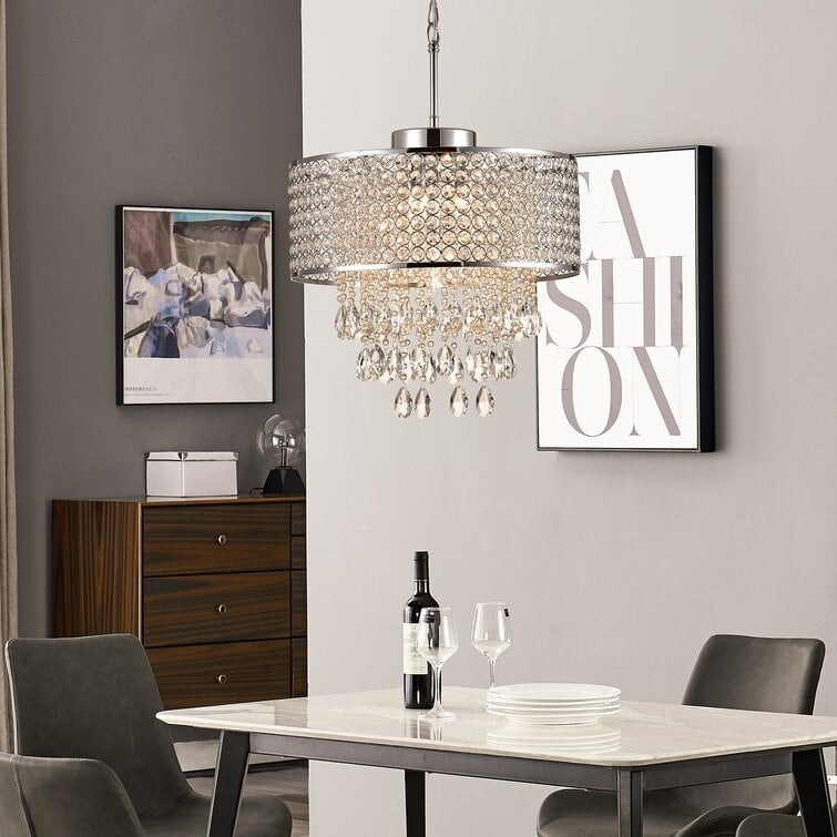 4modernhome Maxax 5 - Light Crystal Drum Chandelier with Crystal Accents - 17*17