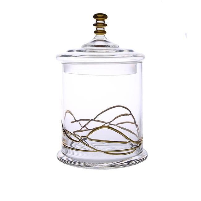 5.5 x 8.75 in. Glass Jar & Lid with 14k Gold Swirl Design