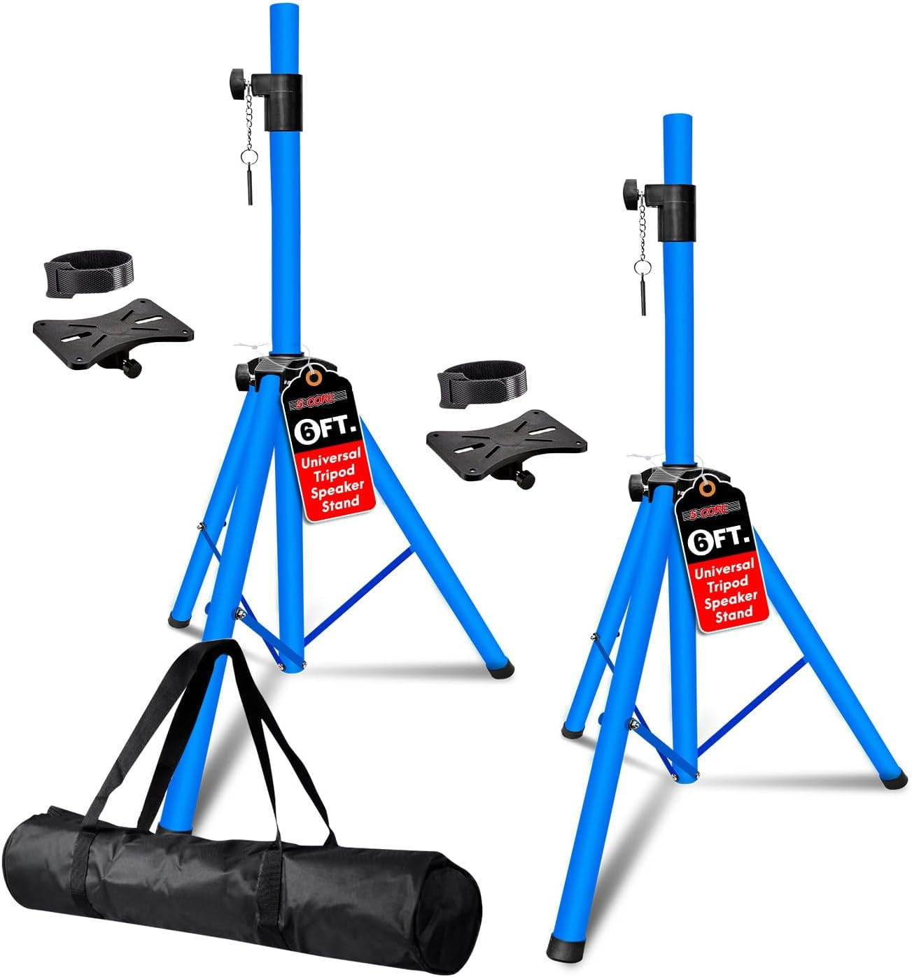 5 Core Speaker Stand Tripod Floor Heavy Duty Adjustable Up to 72 Inch DJ Studio Monitor Stands Pole Mount - SS HD SKY BLU BAG2PCS