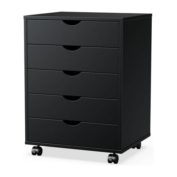 5-Drawer Wood File Cabinet with Wheels, Rolling Storage Organizer for Home Office, 18.74"W x 15.75"D x 25.39"H