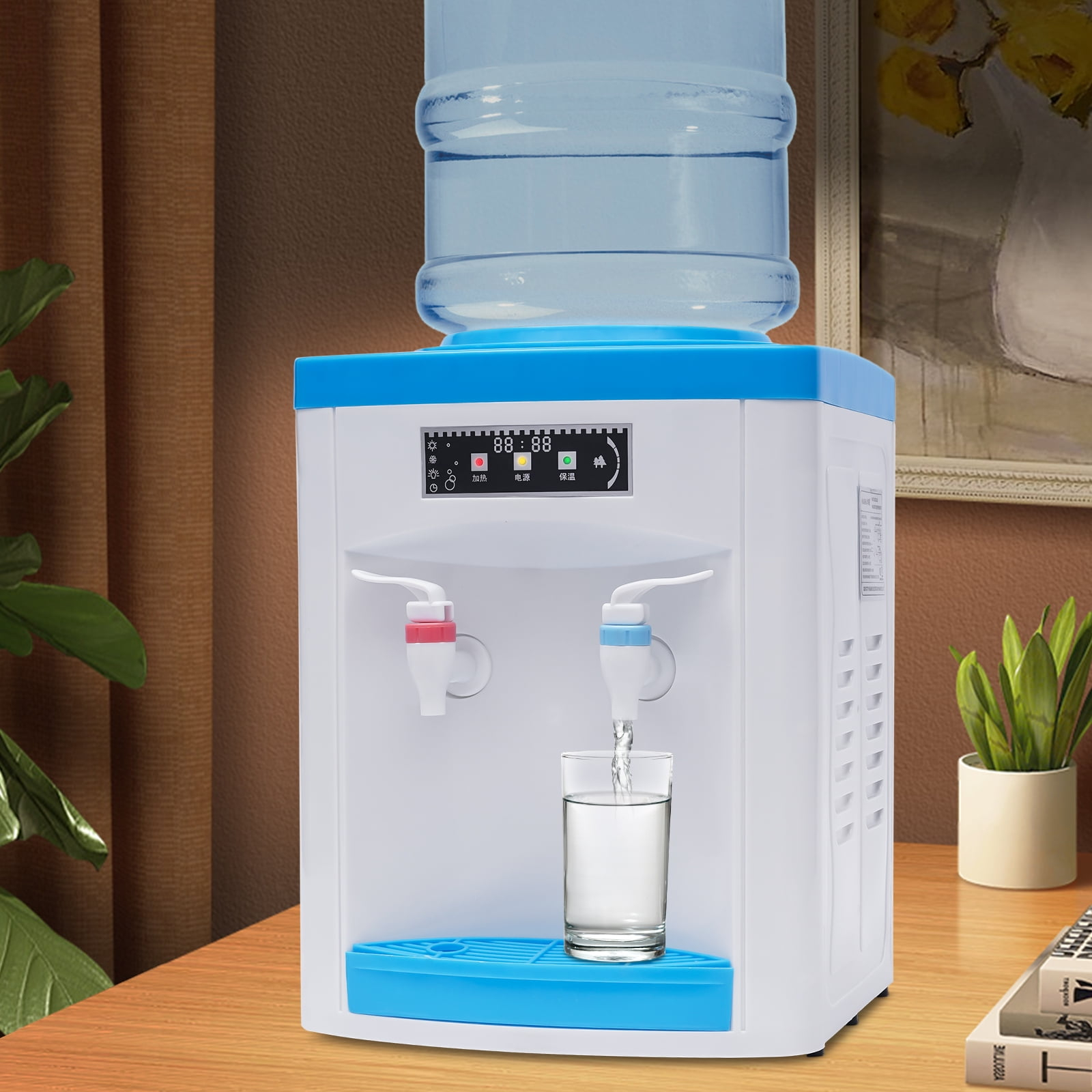 5 Gallon Top Loading Countertop Water Cooler Dispenser, Electric Hot and Cold Water Cooler Dispenser, Water Countertop Dispenser Top Loading, Blue