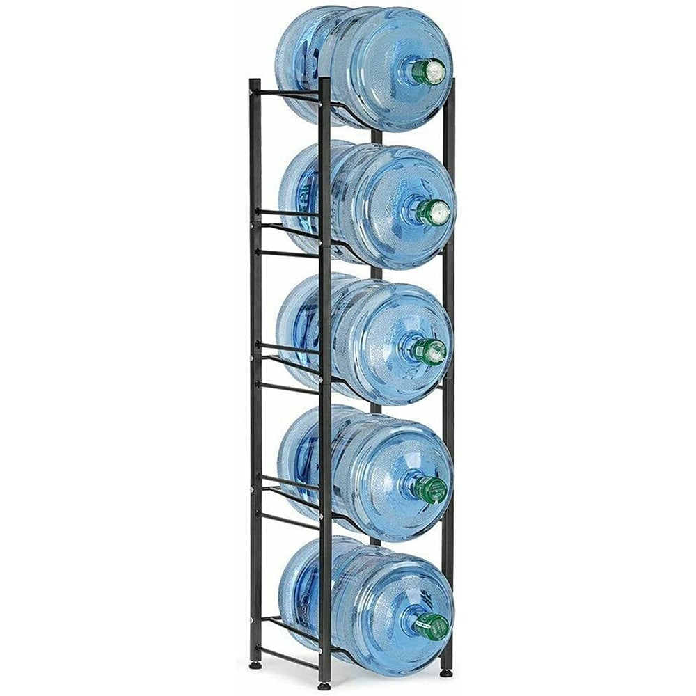 Black Steel 5-Tier Water Jug Storage Rack