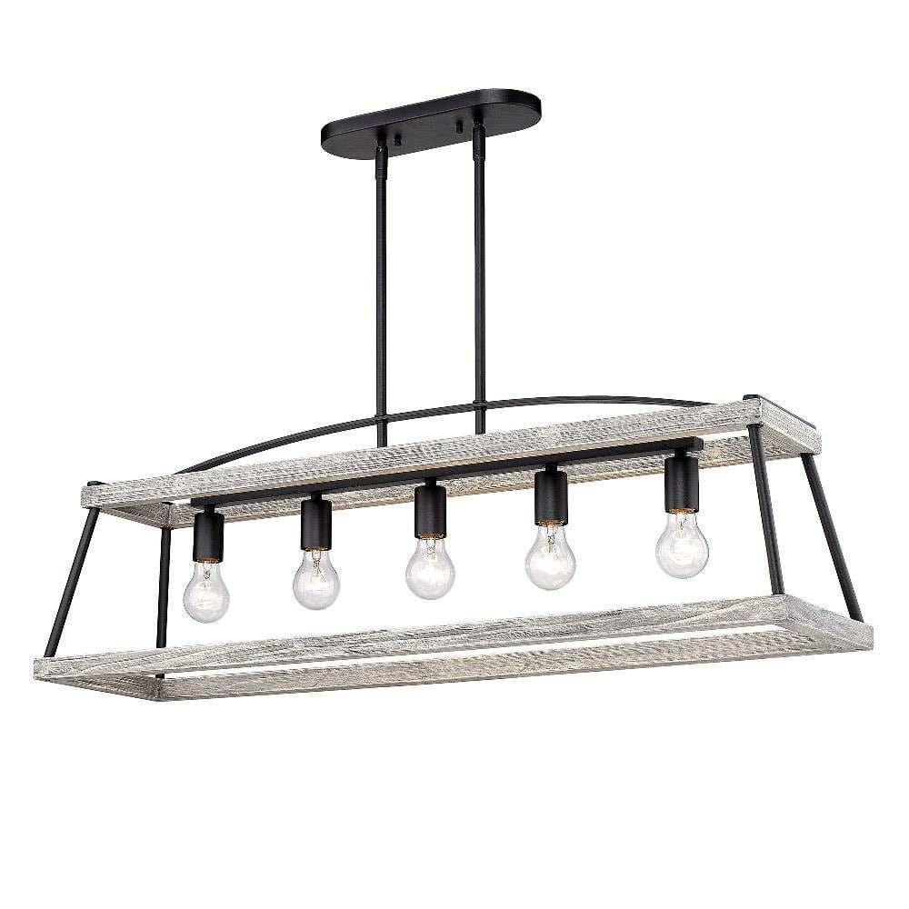 5 Light Linear Pendant in Durable Style 12.25 inches High By 40 inches Wide-Natural Black Finish-Gray Harbor Shade Color Bailey Street Home