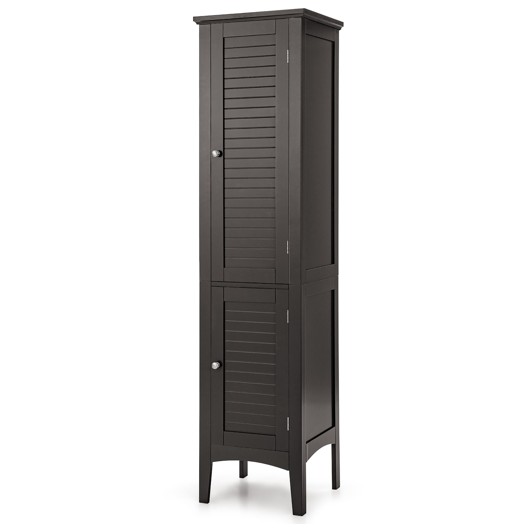 5 Tier  Freestanding Tower Cabinet Tall Bathroom Storage Cabinet Brown
