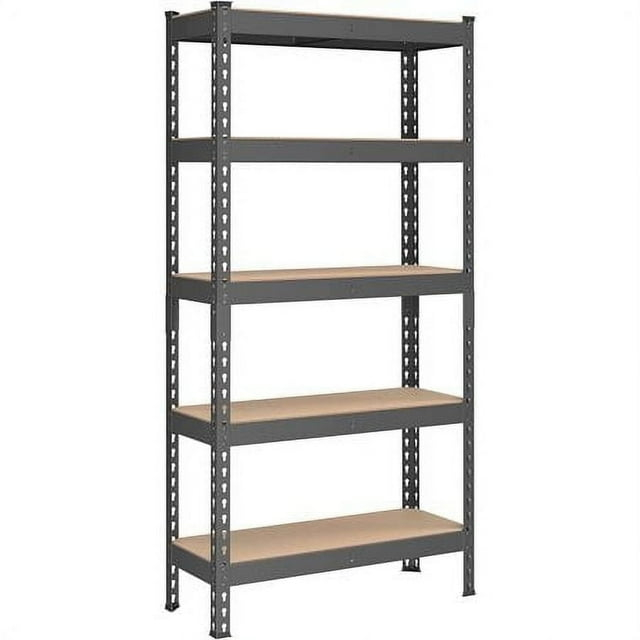 5-Tier Storage Shelves Metal Garage Storage Boltless Assembly Adjustable Shelving Unit 11.8 x 29.5 x 59.1 Inches Load 1929 lb for Shed Warehouse Basement Kitchen Gray